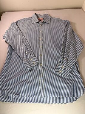 Thomas Pink Blue and White Striped Dress Shirt